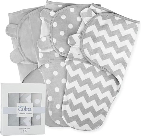 Swaddle Ajustável Confortável Comfy Cubs Fácil Ajuste 3 UN Cinza -  Bebês Recém-Nascidos 0-3 Meses