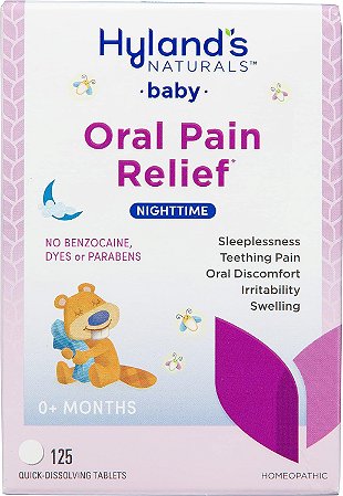 Hyland's Naturals 125 Tablets com Dissolução Instantânea Noturno Remédio Natural para desconforto Gengival Bebês Camomila