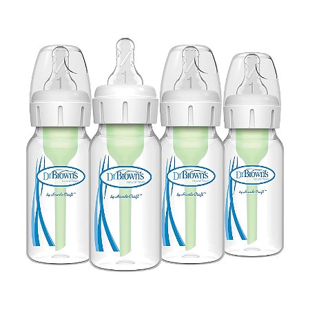 Dr Browns 4 Mamadeiras 120 mL Fluxo Natural, com Niple de Fluxo Bico Lento Nível 1 0m+