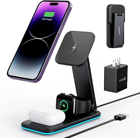 Carregador Sem fio Iphone MagnéticoMagsafe 15/14/13/12 Series, AirPods Pro/3/2, Apple Watch/iWatch
