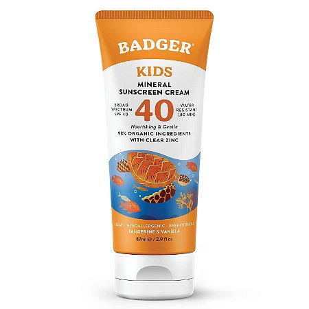 Badger Protetor Solar Kids FPS 40 Mineral e Natural com Baunilha e Tangerina 87ml