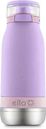 Ello Emma Garrafa de Água Térmica Infantil 414ml Aço Inoxidável à Vácuo 14h Frio Rosa e Roxo Claro