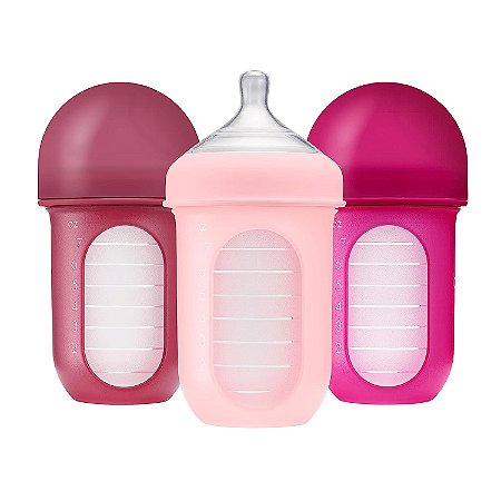 Boon Nursh 3 Mamadeiras Silicone 240ml Rosa