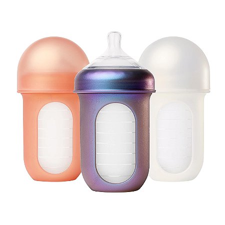Boon Nursh 3 Mamadeiras Silicone 240ml Metálica