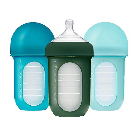 Boon Nursh 3 Mamadeiras Silicone 240ml Azul
