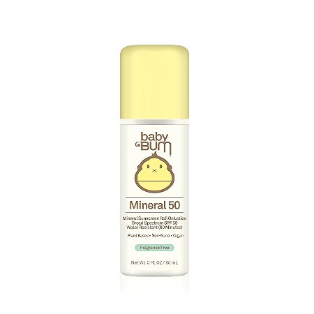 Baby Bum Roll-on Protetor Solar Mineral FPS 50 88ml Sem Fragrância Vegano e Natural