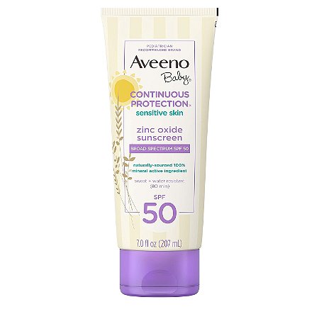 Aveeno Baby Protetor Solar Mineral FPS 50 Sensitive Loção 207 ml Sem Fragrância