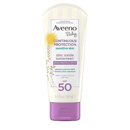 Aveeno Baby Protetor Solar Mineral FPS 50 Sensitive Loção 88ml Sem Fragrância