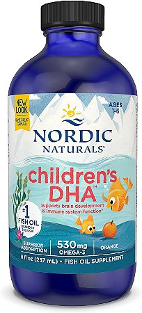 Nordic Naturals DHA infantil, Laranja 530 mg ômega-3 com EPA e DHA - Desenvolvimento e função cerebral 237ml