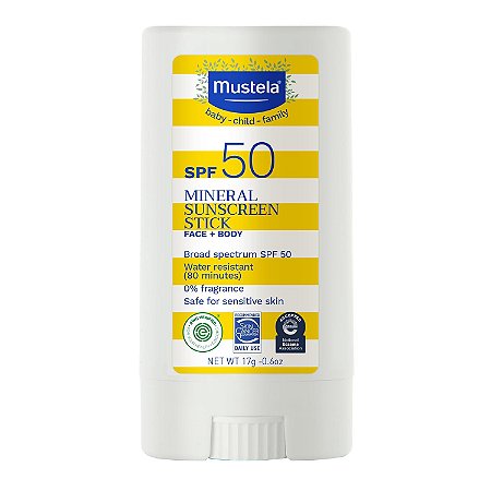 Mustela Baby Stick Protetor Solar Mineral FPS 50 Orgânico, 17g