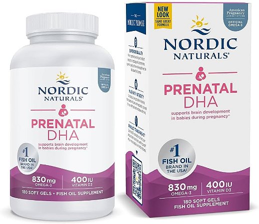 Nordic Naturals DHA Pré-natal 830 mg Ômega 3 + 400 UI de vitamina D3 - 180 Cápsulas Soft