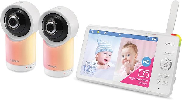 Vtech Baba Eletronica RM7766-2HD com Tela 7" Smart Wi-Fi 1080p 2-Camera 360° High Definition 720p Display, Night Light