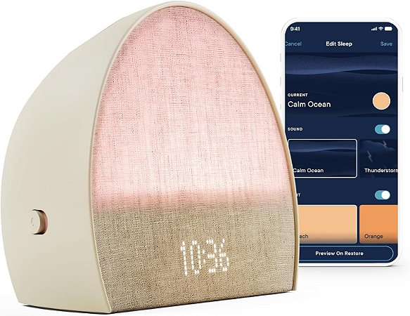 Ruído Branco Inteligente Hatch Restore 2 Sunrise Alarm Clock, Sound Machine, Smart Light (Putty)