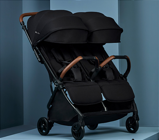 Carrinho Jet Silver Cross Duplo Gêmeos Black