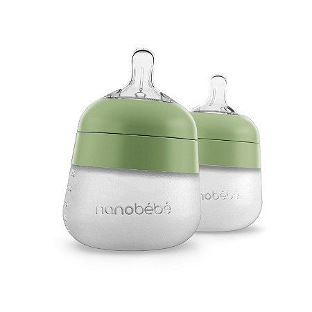 Mamadeira Nanobebe Toque Natural 2 Un Verde Sálvia 150ml