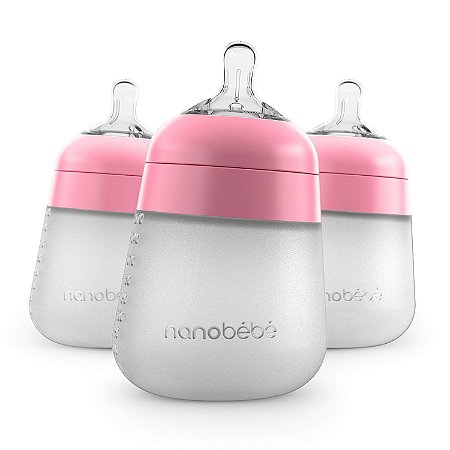Mamadeira Nanobebe Toque Natural 3 Un Rosa 270ml