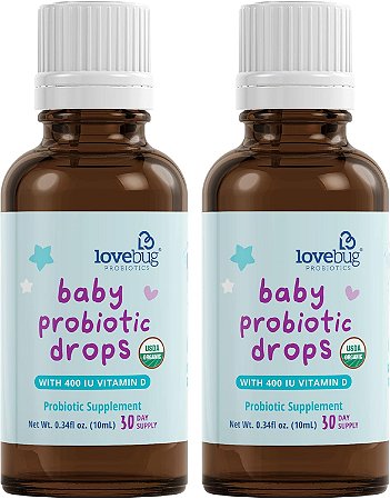 LoveBug 2UN Probiótico Orgânico USDA para Bebês