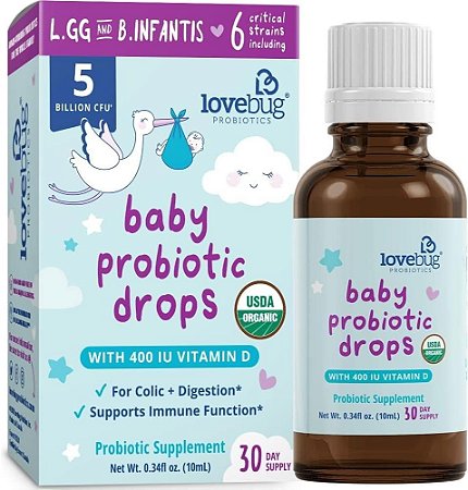 LoveBug Probiótico Orgânico USDA para Bebês 1un