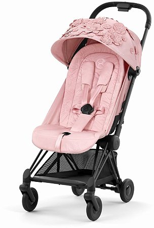 Carrinho de Bebê Cybex COYA Flores Rosa - Matte Black