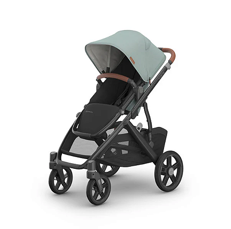 Carrinho de bebê UPPAbaby Vista V3 - Kenzi - Mystic Aqua | Estrutura de carbono | Couro de sela