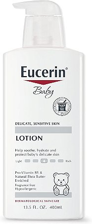 Eurecin Baby Loção para Bebês 400ml Hipoalergênica e Sem Fragrância, Hidratante para Bebês com Pró-Vitamina B5 e Manteiga de Karité