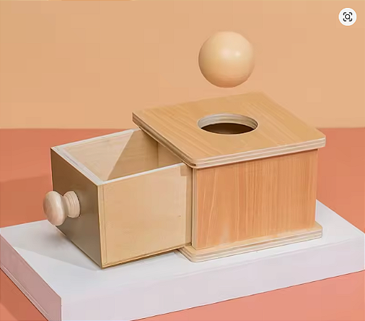 Brinquedo Montessori +6m Caixa de Madeira com Gaveta