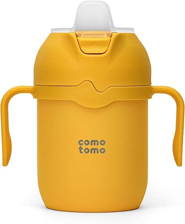 Comotomo Copo Térmico 240ml com Bico de Silicone e Canudo - Amarelo