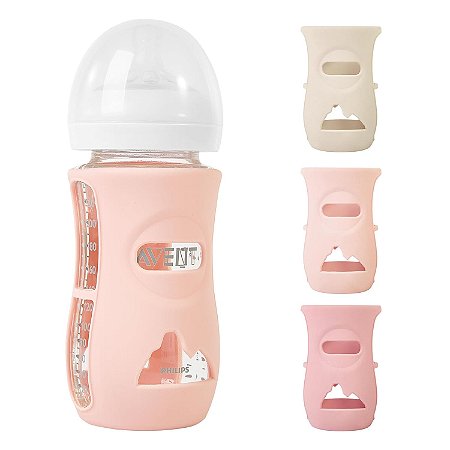 3 Capas Mamadeira de Vidro - Rosas Pastéis para 240ml - Compatível com a Mamadeira Philips Avent