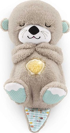 Pelúcia de Dormir Lontra Fisher Price Baby Toy Soothe 'n Snuggle Otter, máquina de som com luzes musicais e movimento de respiração para recém-nascidos de 0+ meses