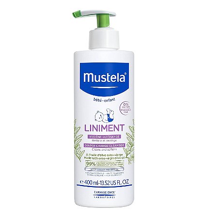 Mustela Liniment - Sabonete Líquido para Bebês Sem Enxágue para Troca de Fraldas - com Azeite de Oliva Extra Virgem - Sem Fragrância - 400 ml