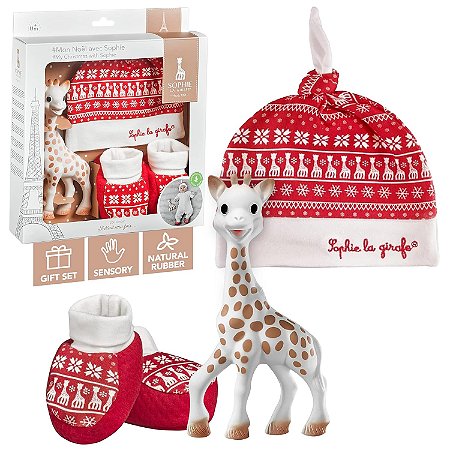 Mordedor Sophie La Girafe - Girafa Especial de Natal com Touca e Meias