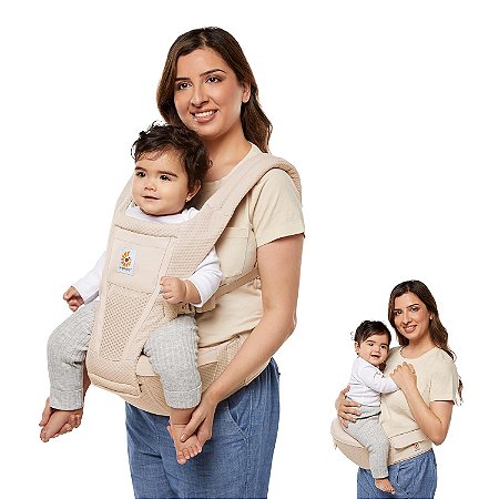 Canguru Ergobaby Alta 2-in1 Hip Seat and Carrier - All-Position Breathable Mesh Baby Carrier, 4-48 Meses, Natural Beige