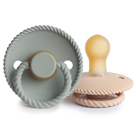 Chupeta FRIGG Rope - Borracha Natural - 0-6 Meses - Sage/Croissant 2 unidades BPA Free