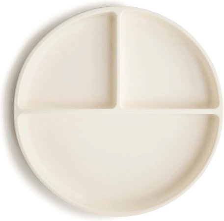 Prato Mushie com Divisórias e Ventosa, Ivory