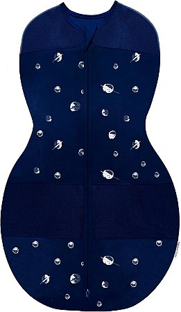 Happiest Baby Sleepea Swaddle Algodão Orgânico - Azul Marinho Planetas
