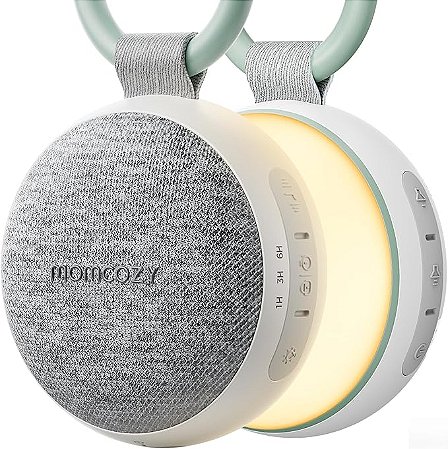 Máquina de Som Portátil Momcozy com Luz Noturna, Ruído Branco para Bebê, 20 Sons Relaxantes