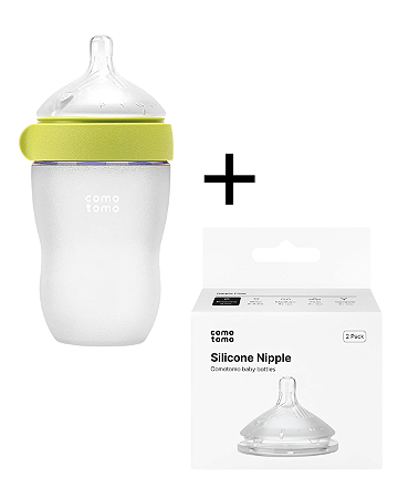 Mamadeira Comotomo Ger. 2 250ml Verde + Bico Ger. 2 Fluxo Rápido +6 meses