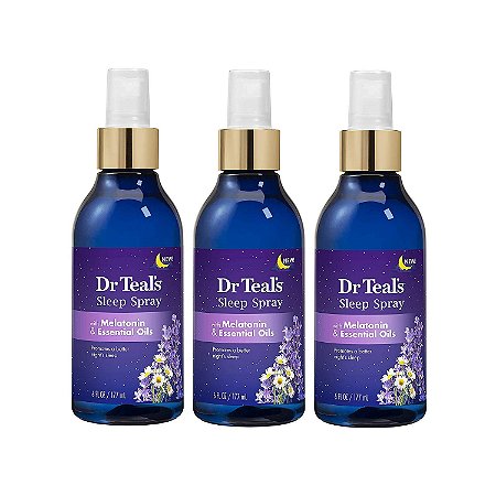 Dr. Teal's Calm Blend Spray com Óleos Essenciais de Melatonina, Lavanda e Camomila - 3 unidades 177ml