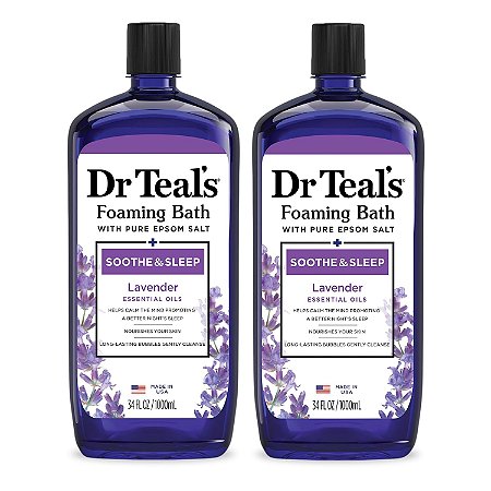 Banho de Espuma do Dr. Teal com Sal Puro de Epsom, Acalme e Durma com Lavanda, 34 fl oz (Pacote de 2)