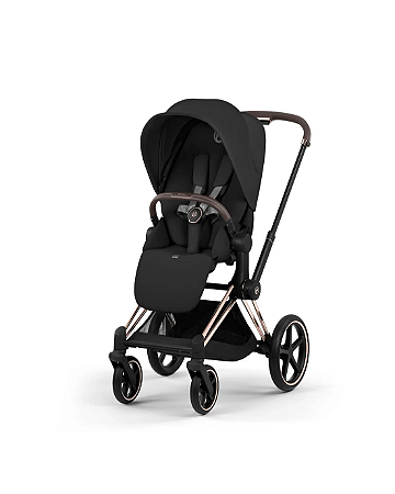 Carrinho de Bebê Cybex Priam Preto com Moldura Ouro Rosa