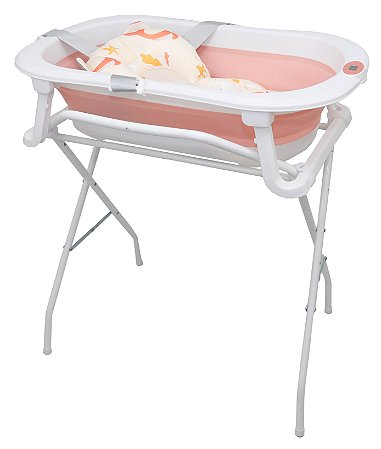 Banheira Bubbly com Suporte Pink com Almofada