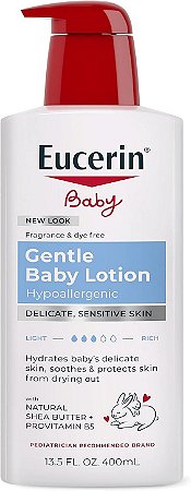 Loção Corporal para Bebês Eucerin, Loção para Bebê Hipoalergênica e Sem Fragrância com Pró-Vitamina B5 e Manteiga de Karité 400ml