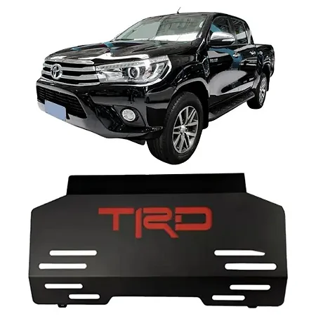 Protetor de Cárter Toyota TRD Hilux  2016-2025 – Aço Carbono | Preto/Vermelho