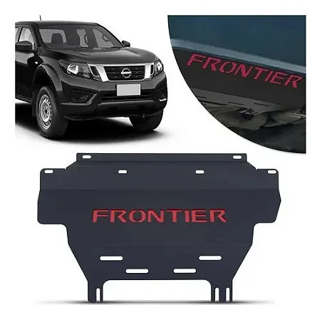 Protetor de Cárter Nissan Frontier (2017 a 2025) – Aço Carbono | Preto/Vermelho