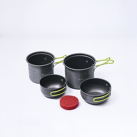 Conjunto de Panelas Camping 4 Peças Ultraleve Verde Limão - Hawapi