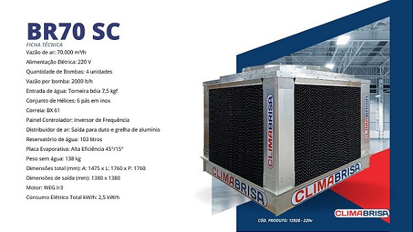 Climatizador Evaporativo Climabrisa BR70 SC
