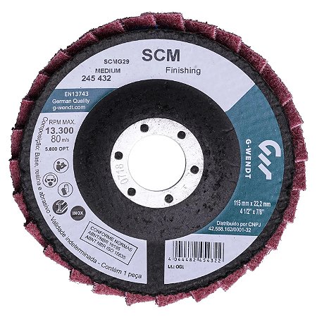 Disco Flap SCM Fibra G27 - 115x22,2 Vermelho Médio - G-Wendt (W2 Brasil)