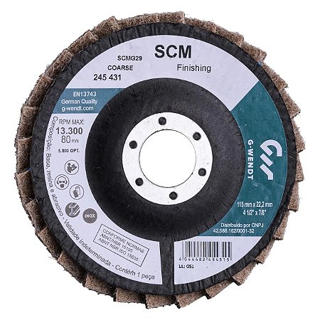 Disco Flap SCM Fibra G27 - 115x22,2 Castanho Grosso - G-Wendt (W2 Brasil)