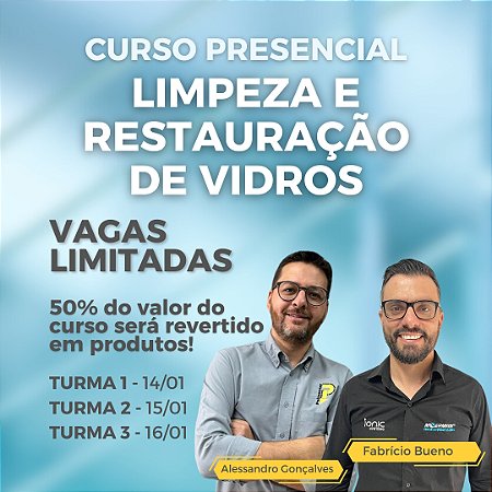 Curso Presencial de Limpeza, Descalcificação, Impermeabilização e Polimento de Vidros em Belo Horizonte - Policenter