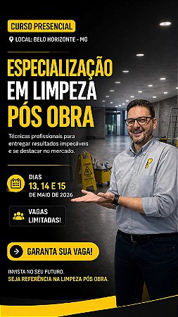 Curso Presencial de Especialização em Limpeza Pós-Obra em Belo Horizonte - Turma maio de 2026 - Policenter
